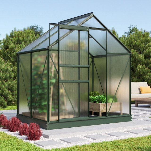 Vitavia Gewächshaus Comet 2500 in Smaragdgrün mit Polycarbonat-Platten und Aluminiumrahmen, 2,5 m² - Bild 1