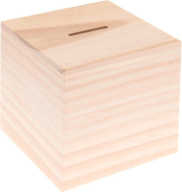 Rico Design Spardose Würfel aus Holz B/T/H: 10 x 10 x 10 cm - Bild 1