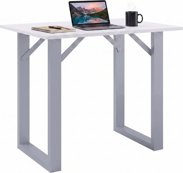 VCM Bartisch Xona in Weiß, moderner Stehtisch mit Metallgestell, B/T: 138 x 80 cm - Bild 1