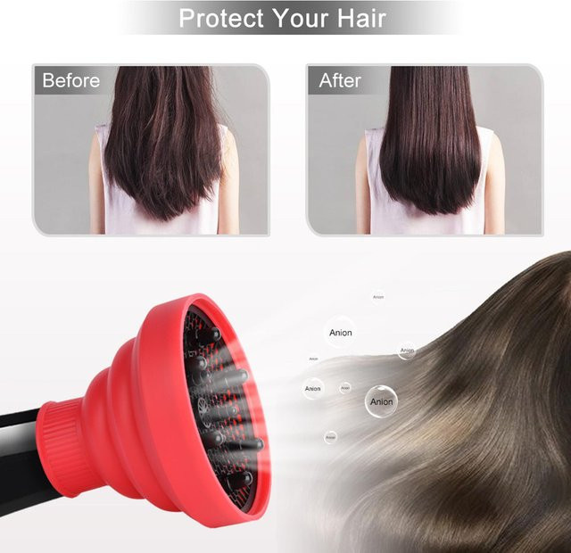 DIYelecs Haartrockner Diffusor, Silikon, faltbar, schwarz - Bild 1