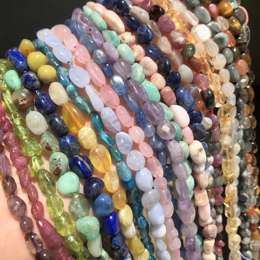 LNMBII Spacer Perlen, Natürliche Edelstein, Achate Jade Opal, 15" - Bild 6