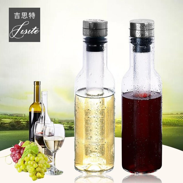 Jisite Kristallglas Weinkühler mit integriertem Stick in Transparent, Champagner-Dekanter und Flaschenkühler - Bild 1