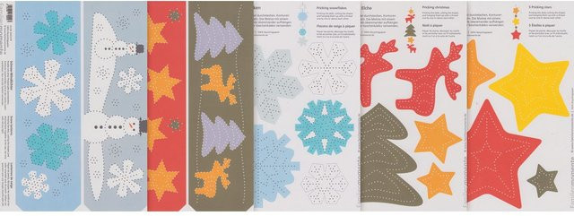 Prickelvorlagen-Set Schöne Winterzeit von Familienmomente mit Elchen, Sternen und Schneeflocken in A5 und Multicolor - Bild 1