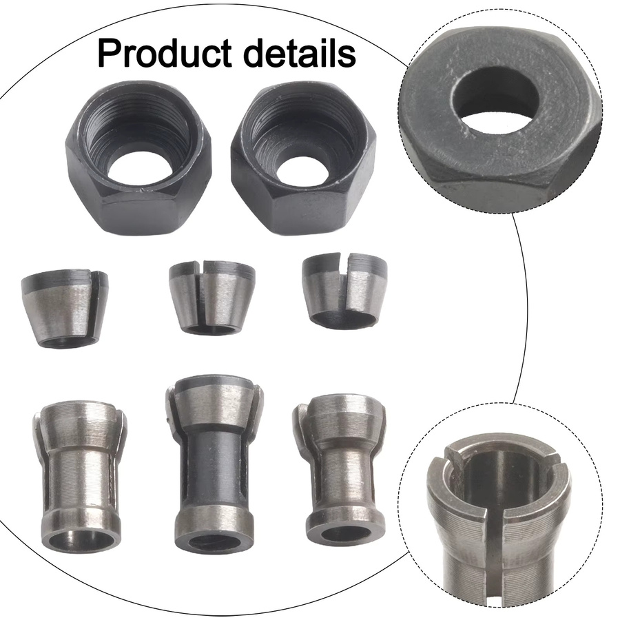 Vibratite Spannzangen-Set in Silber, 8 Stück für elektrische Fräsmaschinen und Gravurmaschinen, Durchmesser: 6 mm, 6,35 mm und 8 mm - Bild 2