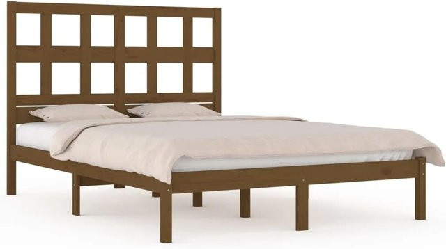 vidaXL Massivholzbett aus Kiefer in Honigbraun, B/T/H: 200 x 200 x 205,5 cm - Bild 1