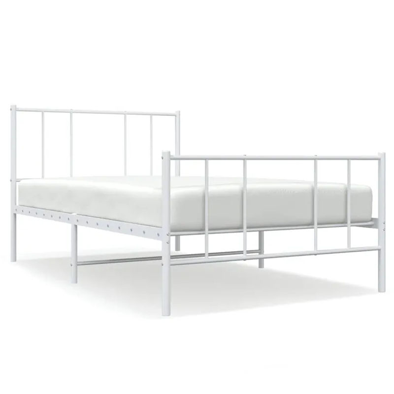 Vidaxl Metall-Bettgestell mit Kopfteil und Fußteil in Weiß, B/L: 90 x 190 cm - Bild 2