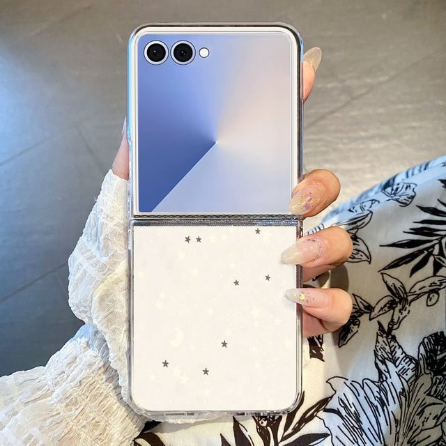 Transparente Handyhülle mit Sternenmuster für Samsung Galaxy Z Flip 7 FE 6 5 4 3, harte Schutzhülle - Bild 1