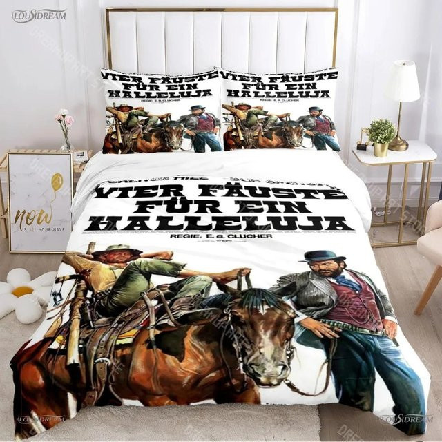 Bettwäsche-Set Bud Spencer und Terence Hill mit 3D-Druck für Jugendliche, bestehend aus Bettbezug und Kissenbezügen, Mehrfarbig, Breite: 155 cm, Länge: 215 cm - Bild 1