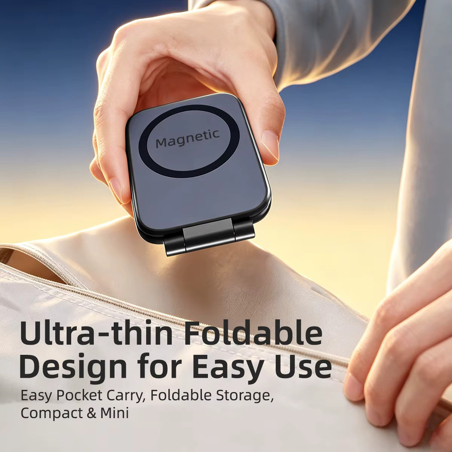 Ultradünner magnetischer Auto-Handyhalter in Schwarz, faltbare universelle Halterung für iPhone, Huawei und Samsung - Bild 3