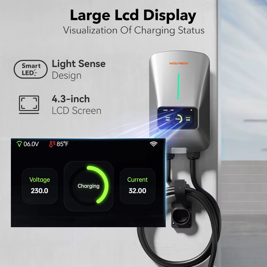 WOLFBOX EV-Ladestation W3 Typ 2 Wallbox mit 7 kW, 32 A, 1 Phase, LCD-Bildschirm, APP-Steuerung und RFID-Karte - Bild 5