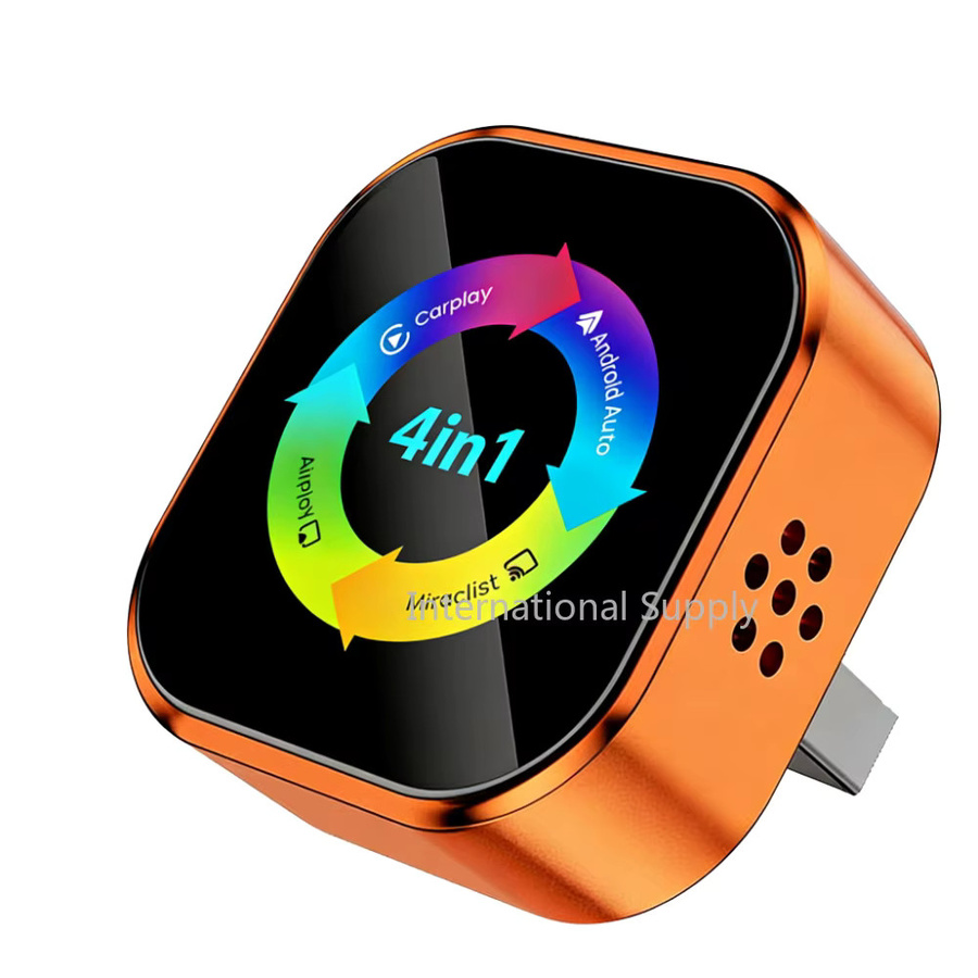 NUOYING 4-in-1 Kabelloser Carplay-Adapter mit Android Auto, Airplay und Mirror Link in Orange - Bild 6
