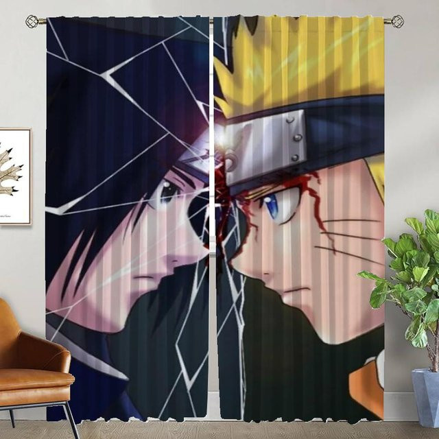 N-Naruto Halloween Dekoration Vorhänge für dein Wohnzimmer, 2er-Set, Mehrfarbig, Breite: 60 cm, Höhe: 90 cm - Bild 1
