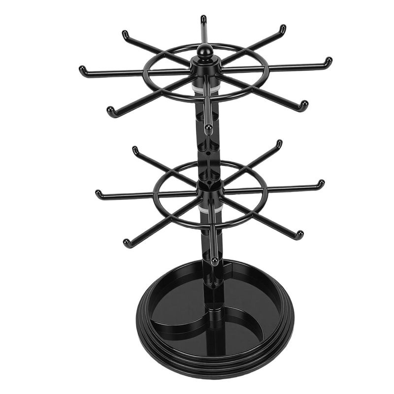 Fishine 2-stufiger rotierender Schmuck-Displayständer aus ABS und Acryl in Schwarz für Armbänder, Uhren und Ohrringe - Bild 4