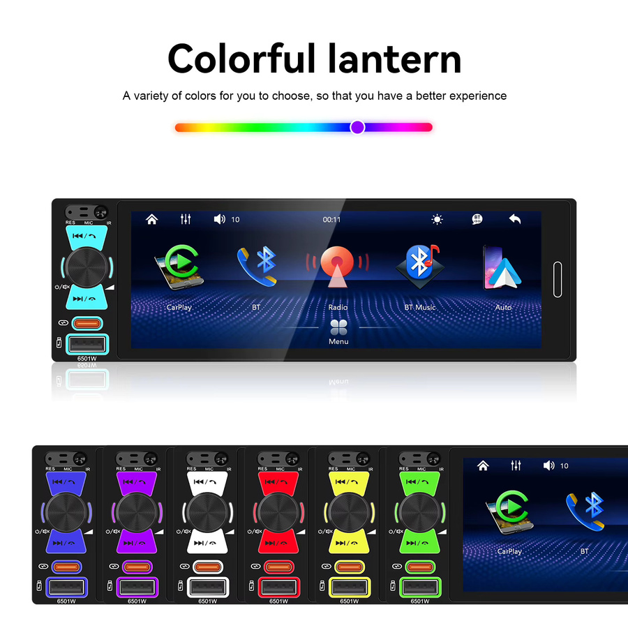 Podofo 1DIN Multimedia-Autoradio mit 6,5 Zoll Incell Touchscreen, Carplay, Android Auto und Mirror Link in Schwarz - Bild 5