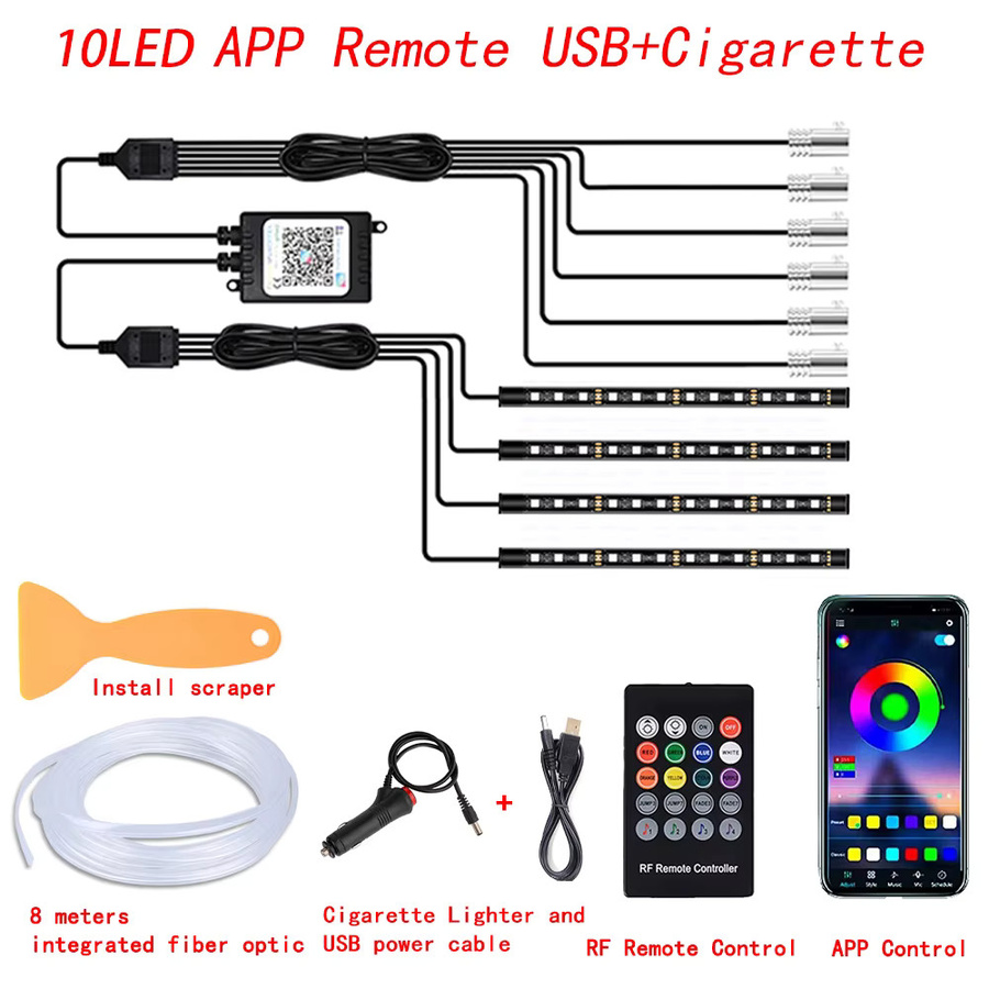 KIEND RGB LED Auto Innenraum Umgebungsbeleuchtung mit App-Steuerung und Fernbedienung, Neon Flex Atmosphäre Kit in Multicolour - Bild 7