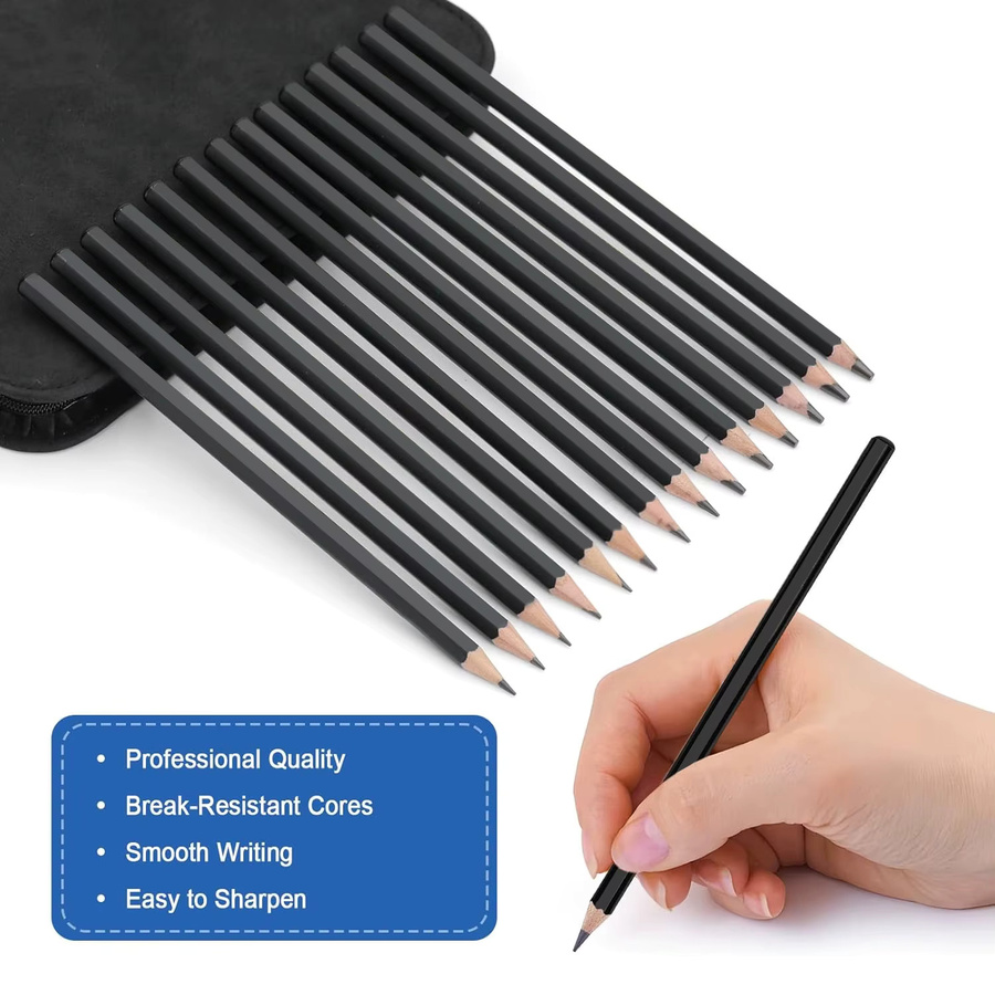 Professionelles Zeichen- und Skizzier-Set mit Graphitstiften in Mehrfarben - Bild 2