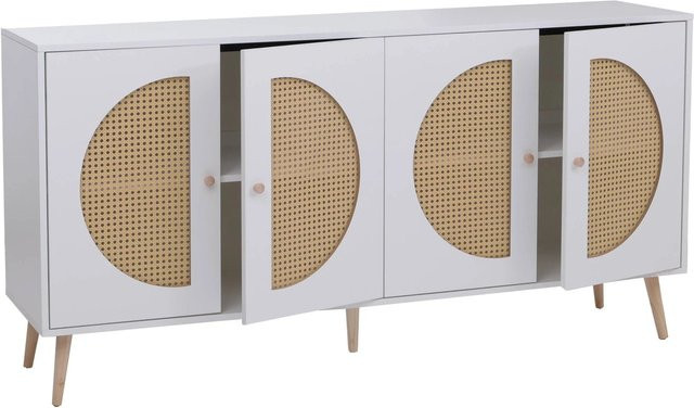 MCW Sideboard P49 Kommode mit Poly-Rattanfront in Weiß, B/T/H: 160 x 80 x 40 cm - Bild 2