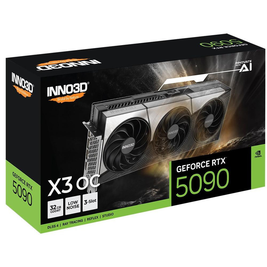 Inno3D GeForce RTX 5090 X3 OC Grafikkarte in Schwarz und Silber mit DisplayPort und HDMI - Bild 3
