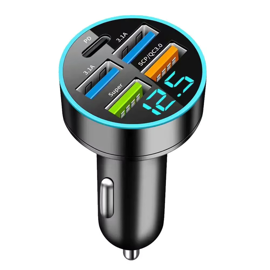 250W Auto Ladegerät mit 4 USB-Ports inklusive PD USB-C Schnellladefunktion in Schwarz - Bild 5