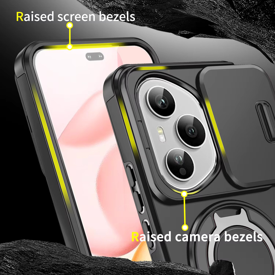 Magnetische rotierende Schutzhülle für Honor 400 Pro, Honor 400 Lite und Honor X9c mit Smart Schiebefenster und Stoßschutz in Blau oder Schwarz - Bild 4