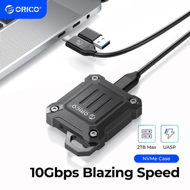 ORICO M.2 NVMe SSD-Gehäuse USB 3.2 Gen 2 10 Gbit/s für 2230 SSDs, transparent - Bild 1