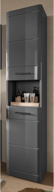 Inn.Furn Hochschrank Grau Hochglanz mit Soft-Close und Regalfach, H x B x T: 180 x 30 x 30 cm - Bild 1