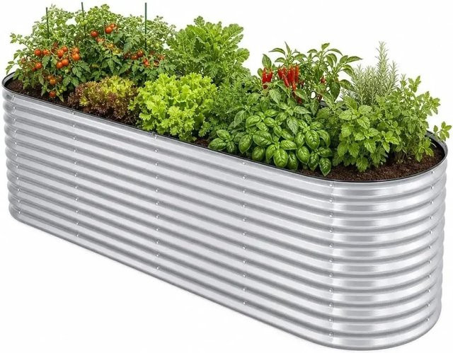 HomeLuxWorld Hochbeet aus verzinktem Stahl in Silber, B/T/H: 240 x 80 x 80 cm - Bild 1
