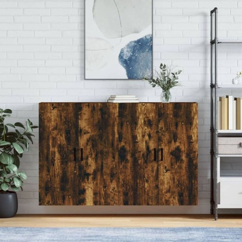 Vidaxl Wandschränke 2er Set Räuchereiche Braun mit Drehtüren B/T/H: 69,5 x 34 x 90 cm - Bild 1
