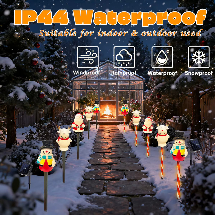 Peach Forest Solar Weihnachtslandschaftslicht mit 5 LED in Schneemann, Weihnachtsmann und Hirschform, Mehrfarbig, für Terrasse und Garten - Bild 4