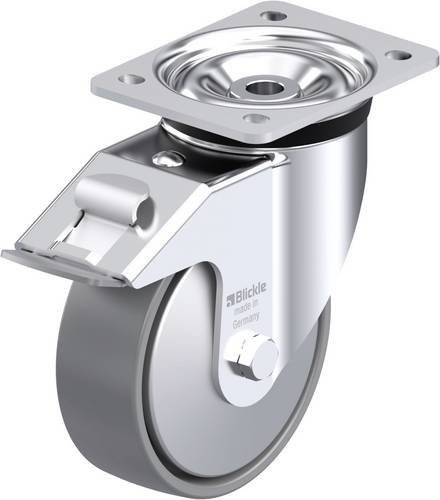 Blickle Stahlblech-Lenkrolle LK-PO 150K-FI-ELS-FA in Silber, Rad-Durchmesser: 150 mm, Tragfähigkeit: 400 kg - Bild 1