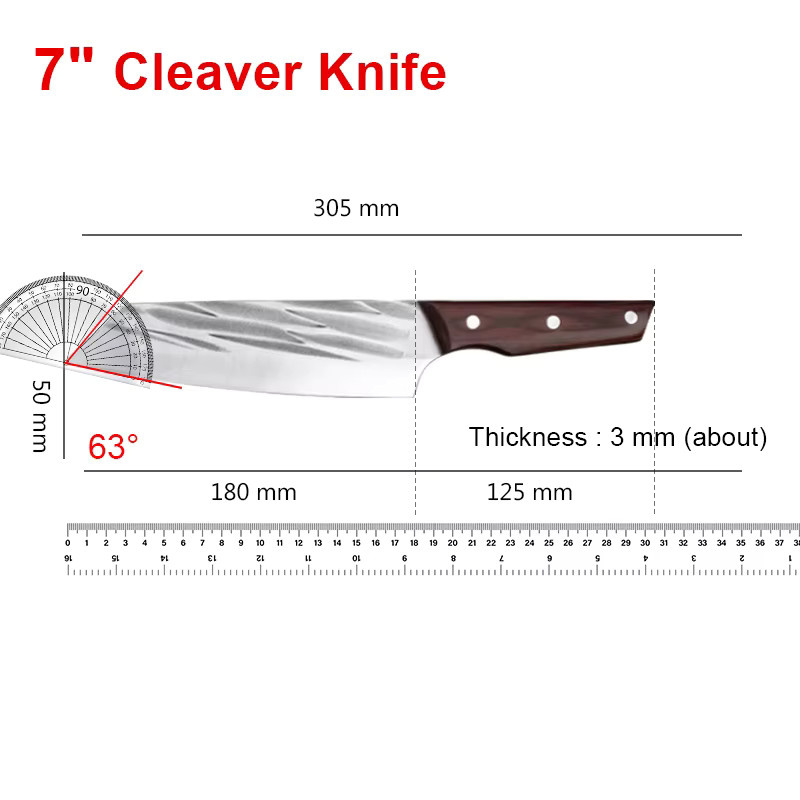 InLeung Handgeschmiedetes Fleischmesser aus Edelstahl mit Holzgriff, 17,78 cm Küchenchef-Messer für Metzger und Fisch - Bild 6