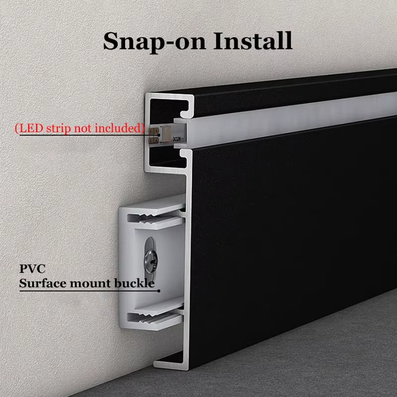 Khelse LED Aluminium Profil mit PC-Abdeckung für Hintergrundbeleuchtung, Schwarz, Länge: 1 m, Höhe: 78 mm - Bild 2