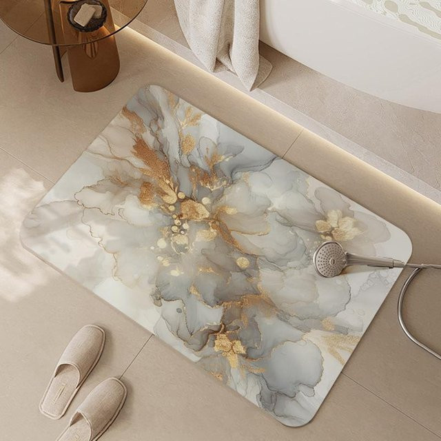 Wasserabsorbierende und rutschfeste Badezimmer-Fußmatte von Yiran Furniture, Polyester, B/T: 60 x 40 cm, mehrfarbig - Bild 1