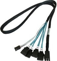 HighPoint Adapterkabel 1x mSAS SFF-8643 auf 4x SATA in Schwarz - Bild 1