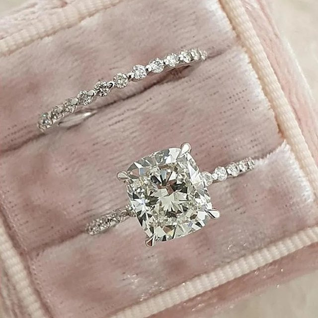 Huitan Ringe Set, Silber, Kristall, Zirkonia, Damen - Bild 1