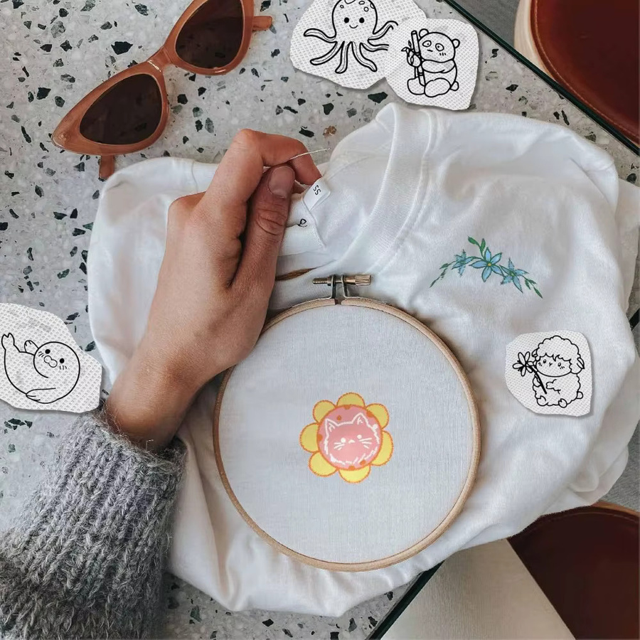 50 Stück wasserlösliche Stickerei-Stick- und Stichtransfers aus Papier, selbstklebend, weiß - Bild 4