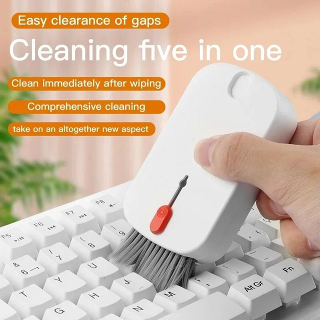 5-in-1 Reinigungsset für Computer und Tastatur in Weiß mit Pinsel, Keycap Puller und Reinigungswerkzeugen für Bildschirm und Telefon - Bild 1