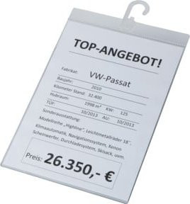 Eichner Verkaufsschild A4 aus Kunststoff in Transparent und Weiß für professionelle Zwecke - Bild 1