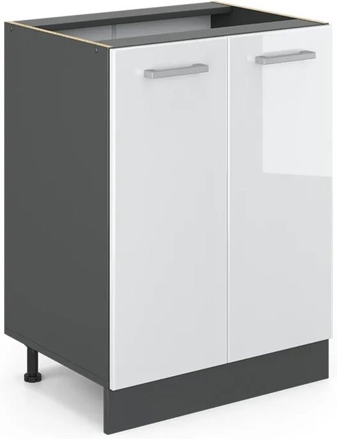 Vicco Küchenunterschrank R-Line Weiß Hochglanz Anthrazit Breite: 60 cm, Höhe: 81,6 cm, Tiefe: 46 cm - Bild 2