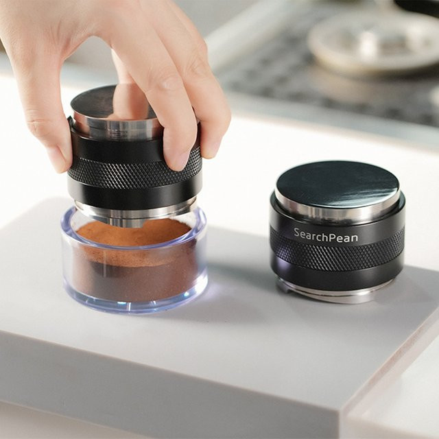 SearchPean Kaffee-Verteiler und Tamper aus Edelstahl für 51/58mm, Doppelkopf-Kaffeeglättungswerkzeug mit einstellbarer Tiefe, 3-Winkel und Flach-Tamper, rund - Bild 1