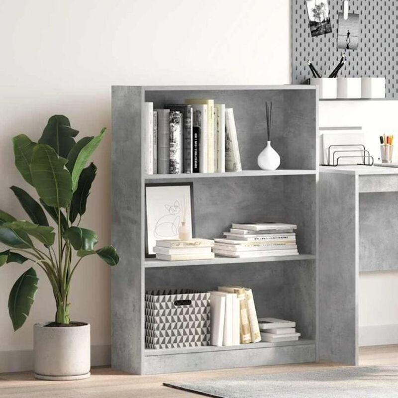 Vidaxl Bücherregal in Betongrau aus Holzwerkstoff B/T/H: 80 x 24 x 109 cm - Bild 1