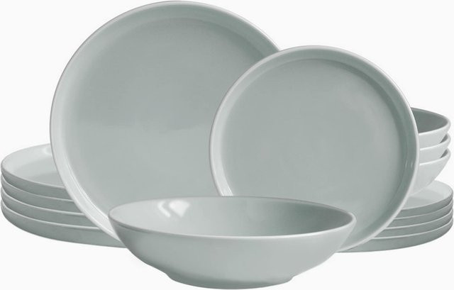 Echtwerk Tafelservice Nerea 12-teiliges Vintage Geschirrset aus Steingut in Grau für 4 Personen - Bild 1