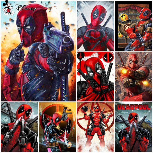 KAYOU 5D-Diamantgemälde Deadpool rundes Diamantmosaik Multicolor B/T/H: 30,0 x 20,0 x 20,0 cm - Bild 1