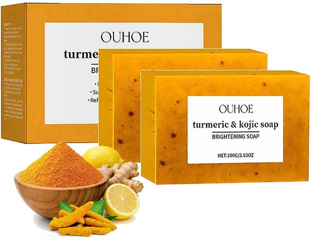 Kurkuma-Seife mit Kojisäure, 100g, für Gesicht und Körper, Unisex - Bild 1