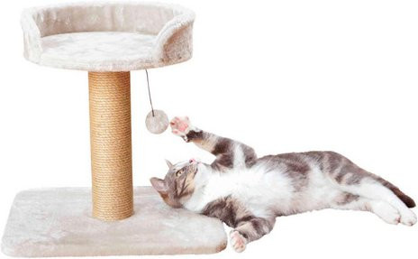 TRIXIE Kratzbaum Mica für Katzen in Lichtgrau mit integriertem Spielzeug, Durchmesser: 46 cm - Bild 1
