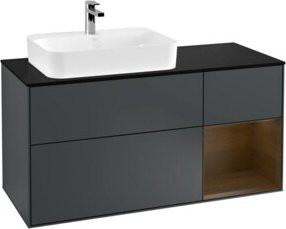 V&B Waschtischunterschrank Finion mit LED-Wandbeleuchtung und internen Regalen, Breite: 120 cm, lackiert - Bild 1