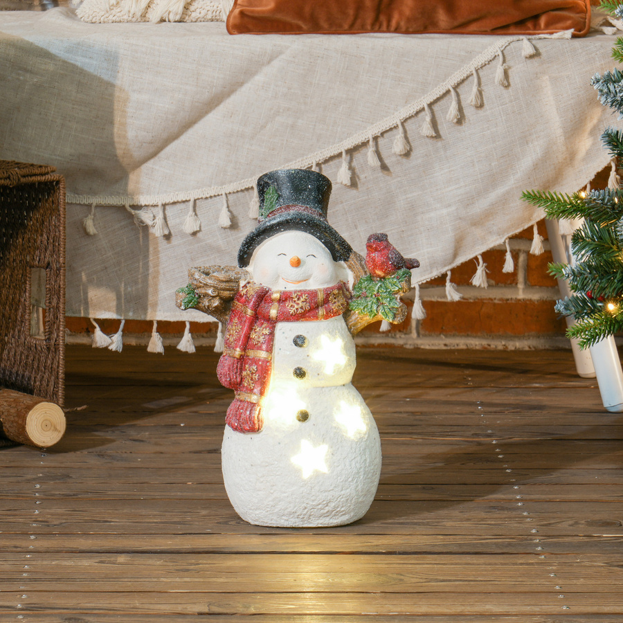HOMCOM Weihnachtsfigur Schneemann mit LED-Licht in Weiß und Rot, Höhe: 38 cm - Bild 2