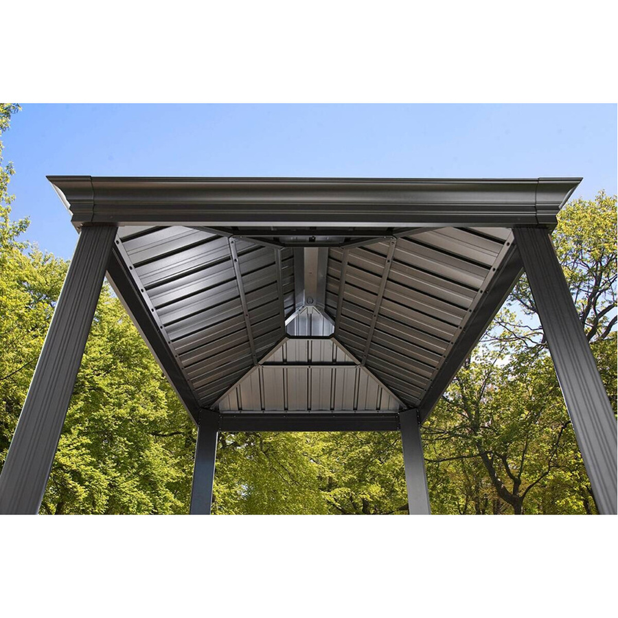 Sojag Grillpavillon Messina BBQ aus Aluminium und Stahl in Anthrazit mit integriertem Rauchablass und seitlichen Abstelltischen, B/T/H: 292 x 179 x 262 cm - Bild 4