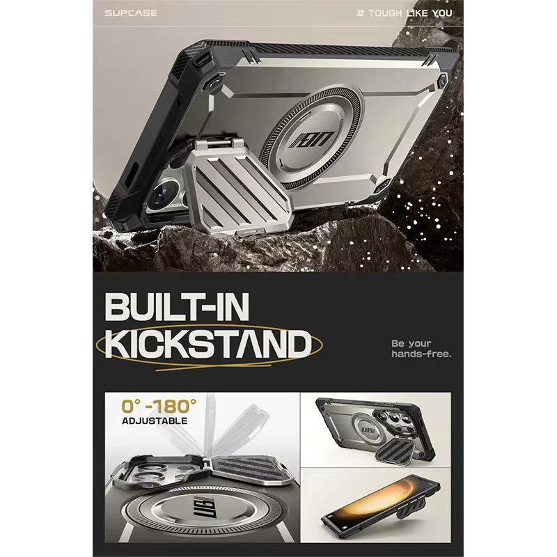 SUPCASE UB Mag XT Schutzhülle für Samsung Galaxy S24 Ultra 6,8 Zoll in Schwarz mit Kameraabdeckung und integriertem Ständer - Bild 4