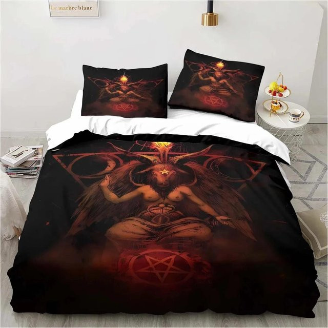 Bettwäsche Set Satan Teufel Design von Binchi Outdoor Product in Schwarz, bestehend aus Bettbezug und Kissenbezug, B/H: 140 x 210 cm - Bild 1